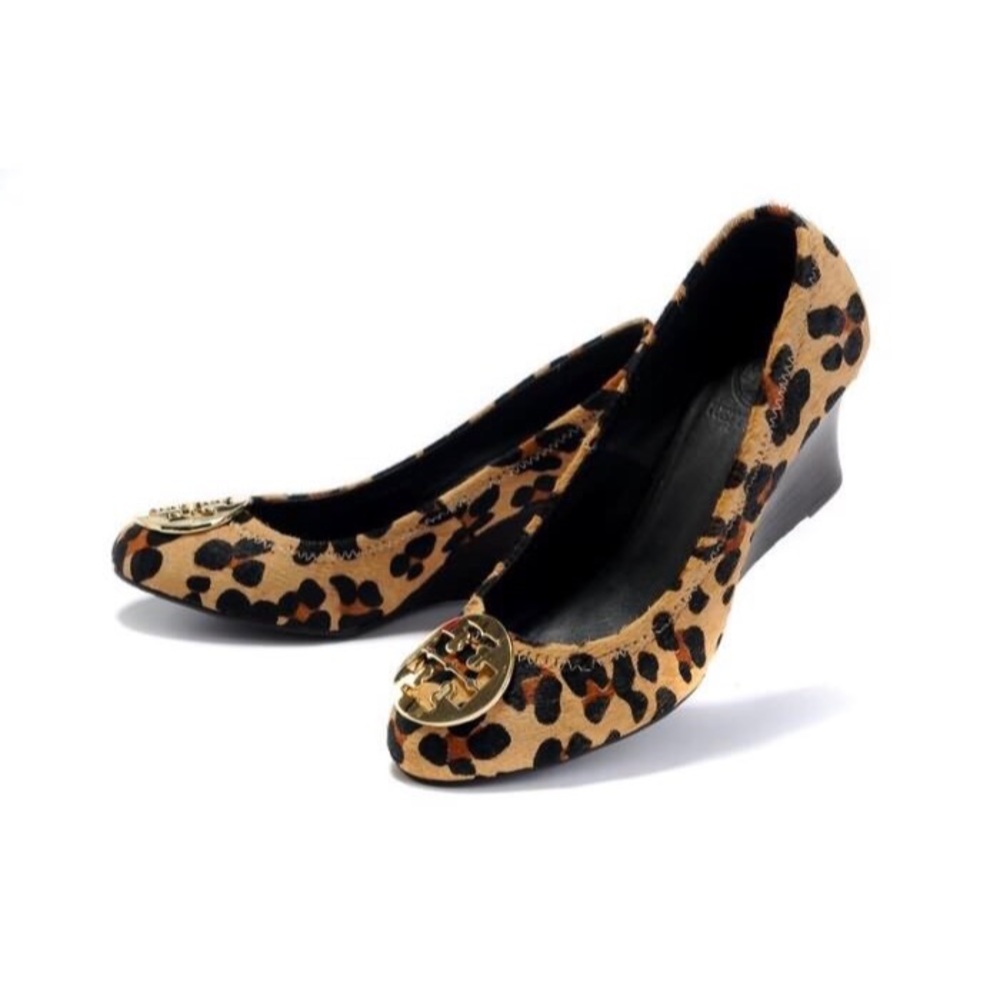 Tory Burch Sally Animal Leopard Wedges Shoes 6.5